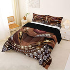 Erosebridal Black Woman Comforter Set African American King Bedding Set for Teens Adult Afro Black Female Duvet Insert Glitter Artwork Magical Bed Set Room Decor (1 Comforter, 2 Pillowcases) - Image 3
