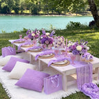 14 Pack Extra Large Purple Picnic Blanket Kit 91x71'' Outdoor Boho Rug - Image 3