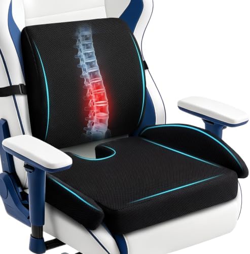 Widened Gaming Chair Cushion Set with Lumbar Support, Tailbone Pain Reduce by Unknown