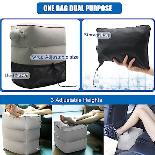 2 Pack Inflatable Foot Rest for Air Travel,Airplane Travel Foot Rest Adjustable Height,Car/Airplane,Footrest Pillow with Pump for Office,Airplane,Train,Cars,Home - Image 5