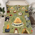 Erosebridal Kids Camping Tent Full Bedding Set,RV Camper Fitted Sheet Camping Decor for Travel Trailer,Rustic Cabin Bear Fox Bed Sheets Woodland Adventure Bed Set,2 Pillowcases (No Flat Sheet) by Erosebridal