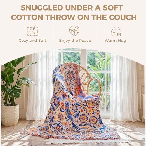 LUTBM Boho Throw Blanket for Couch 50"x60", Cotton Decorative Bed Throw - Image 5