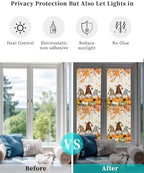 Window Privacy Film Frosted, Thanksgiving Reusable Static Cling Window Tints, Gnomes Pumpkin Sunflower Maple Leaves Linen Heat Control Windows Films for Offices, Balcony, 29.5 x 118 Inches - Image 6