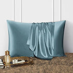 DISANGNI 100% Natural Mulberry Silk Pillow case for Hair and Skin with Hidden Zipper 22 Momme Both Sides Real Silk Pillow Case (2pc Queen Size 20" x30", Blue Gray) - Image 2