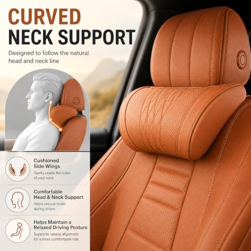 Universal Memory Foam Car Headrest Neck Pillow Auto Neck Cushion (Chestnut Brown, Lumbar Cushion) - Image 2