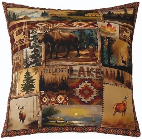 Feelyou Bear Deer Throw Pillow Covers Soft 16" x 16" - Image 4