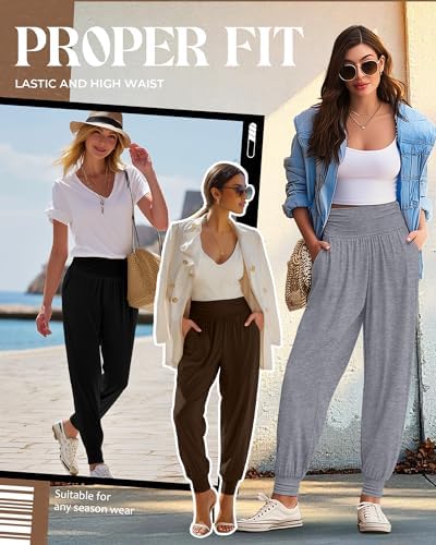 Ficerd 3 Pack Women's Joggers Loose Yoga Pants with Pockets - Image 2