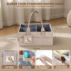 Diaper Caddy Organizer–Felt Storage Bin for Car & Bedside, Oatmeal - Image 5
