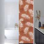 Window Privacy Film Frosted, Burnt Orange Leaves Reusable Static Cling Window Tints, Middle Century Tropical Monstera Heat Control Windows Films for Offices, Balcony, 29.5 x 118 Inches - Image 3