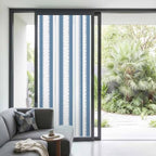 Window Privacy Film Frosted, Blue Striped Non-Adhesive Static Cling Window Tint, Farmhouse Vertical Stripes Geometric Insulated Windows Frosted Films for Living Room, 35.4 x 78.7 Inches - Image 2