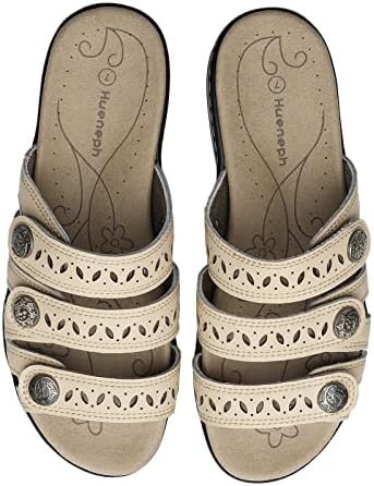 Women's Comfort Leather Slides Lightweight Flat Sandals Cute Slip On Casual Walking Slippers - Image 6