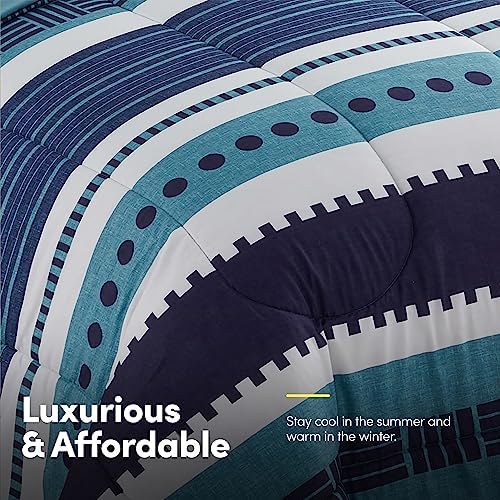 Sweet Home Collection 7 Piece Comforter Set Bag Solid Color All Season Soft Down Alternative Blanket & Luxurious Microfiber Bed Sheets, Marino, Twin - Image 4