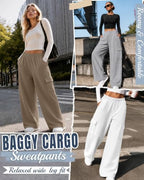 Ficerd 4 Pack Women's Cargo Sweatpants Stretchy Pull On Pants - Image 3