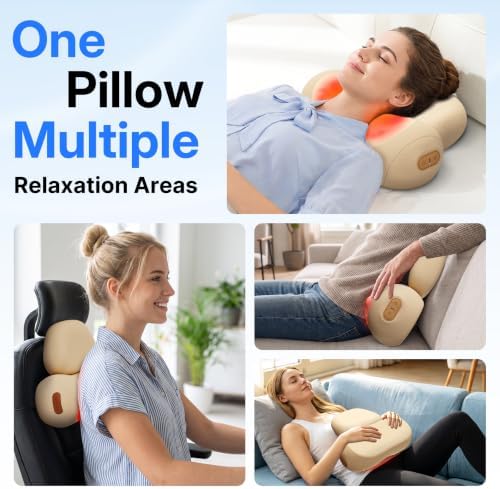 Shiatsu Neck Massager Pillow with Massage,Heat & Traction, Cordless,Oatmeal - Image 7