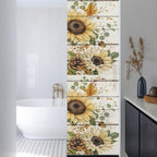 Window Privacy Film Frosted, Pumpkins Sunflower Fall Reusable Static Cling Window Tints, Thanksgiving Botanical Wooden Heat Control Windows Films for Offices, Balcony, 29.5 x 118 Inches - Image 3