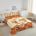 Erosebridal Happy Camping Bedding for Camper Full Groovy Flowers 60S 70S Style Comforter Set for Kids Girls Women Floral Camper Car Quilt Comforter Cute Camping Bed Set Orange Brown Beige 3 Pcs - Image 3