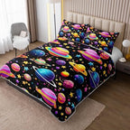 HOSIMA Planets Quilt,Colorful Celestial Bedspread Queen with 2 Pillowcases. - Image 2