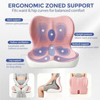 Seat Cushion for Office Chair and Car, Ergonomic Memory Foam Seat Cushion with Lumbar Support Pillow, Orthopedic Cushion for Sciatica & Back Pain, Pink & Light Gray - Image 3