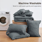 Seersucker Charcoal Grey King Size Comforter Set, 7-Piece Bed in a Bag - Image 6