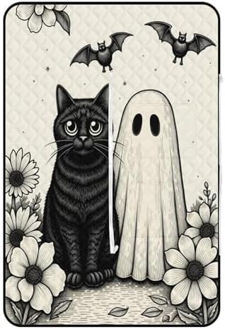 Halloween Black Cat Bat Floral Extra Large Picnic Blankets Waterproof Foldable Beach Blanket Waterproof Sandproof Outdoor Packable Camping Blanket with Zip 59"x39" - Image 4