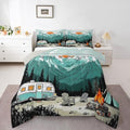 Erosebridal RV Camper Full Bedding Set for Kids, Rustic Camping Themed Bed Comforter Sets for Girls Boys Teen, Mountain Cabin Forest Quilt Duvet Set, Outdoor Travel Trailer Room Decor by Erosebridal
