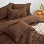 Seersucker Brown California King Comforter Set, 7-Piece Bed in a Bag - Image 4