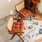 vctops 2 Pack Boho Geometric Chair Cushions with Ties U-Shaped Soft Cozy Cotton Linen Chair Pads Non Slip Seat Cushions for Indoor Dining Room and Kitchen Chairs (Orange,18"x18") - Image 2