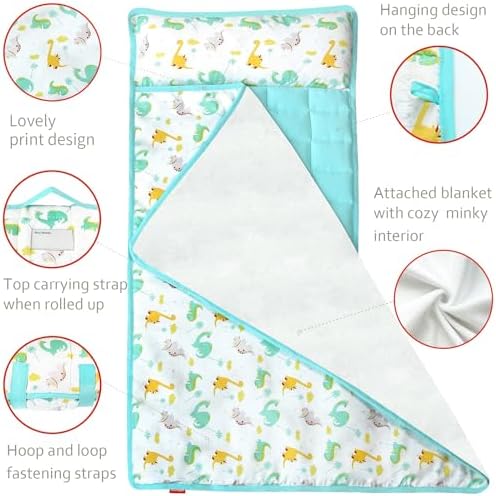 Moonsea Nap Mat with Removable Pillow Dinosaur and Fleece Minky Blanket - Image 3
