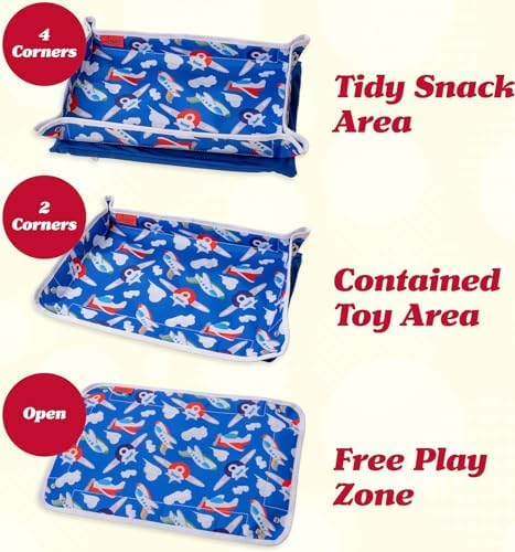 Lusso Gear Kids Airplane Tray Table Cover - Storage Pockets for Toddler Toys & Snacks - Kids Travel Essentials & Organizer - Portable Fit for Most Airplane Trays - Dinos - Image 3