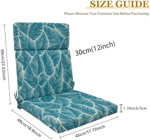 High Back Outdoor Chair Cushions 2 pcs, Water Proof Chaise Lounge Chair Cushions, Chairs Pads Stain Resistant for Camping Beach Picnic Travel Patio(A-Flower,18 x42 x 1.18in) - Image 2