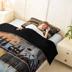 Erosebridal Rv Camper Full Size Comforter Set Happy Camping Bedding Set Rustic Farmhouse Wooden Board Bedding Comforter Sets Mountain Pine Trees Quilt 3 Pcs Blue Brown - Image 5