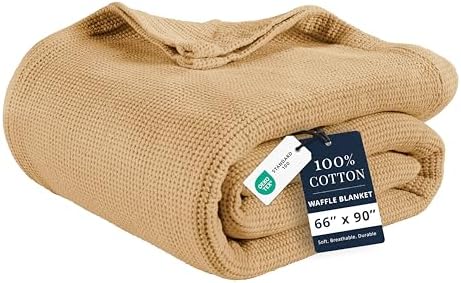 LANE LINEN 100% Cotton Blanket Twin, 300 GSM Lightweight & Soft - Beige by LaneLinen