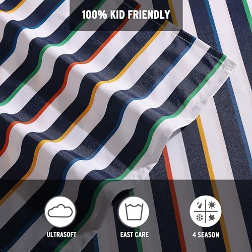 Eddie Bauer Kids - Twin XL Sheet Set for Kids with Fitted Sheet & Pillowcase, Soft Microfiber Bedding, Fully Elastic Deep Pocket, Stripes Game - Image 4