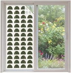 Window Privacy Film Frosted, Forest Green Boho Non-Adhesive Static Cling Window Tint, Middle Century Geometric Abstract Art Insulated Windows Frosted Films for Living Room, 35.4 x 78.7 Inches by Unknown