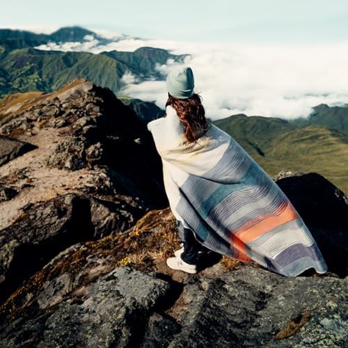Alpaca Wool Throw Blanket | Warm, Ultra-Soft, 85" x 65" | Breathable, Non-Itchy Blanket-Throw | Hypoallergenic and Beautiful Fabric (Coral & White) - Image 3