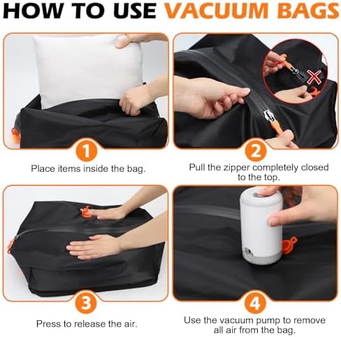 Fantictas Vacuum Travel Bags Kit (2 Pack) - 23L Waterproof & Tear Resistant Travel Compression Bags with Wireless Vacuum Pump for luggage & Backpacks, Space Saving Vacuum Storage Bags - Image 4
