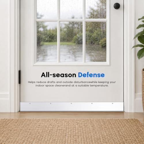 1-3/4'' x 36'' Aluminum Under Door Seal, Door Draft Stopper with Neoprene Rubber Insert, U-Shape Door Sweep to Block Cold Air, Dust, Pests, Rodent Proof for Interior/Exterior Doors (Silver - Image 6