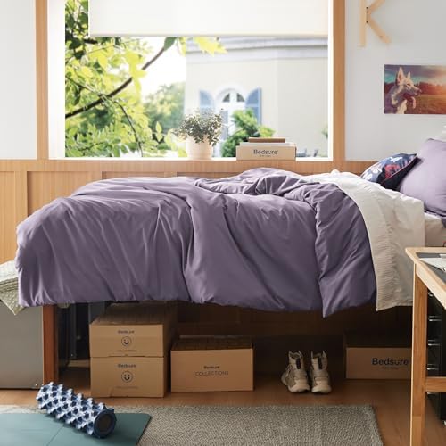 Bedsure Twin/Twin XL Duvet Cover, Double Brushed Bedding Set, Dusty Purple - Image 4