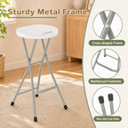 GYMAX Folding Stool, 28in Barstool with Handle 550lbs Free Assembly - Image 4