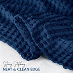 Utopia Bedding 100% Cotton Waffle Blanket King Size Navy, 90x108 Inch - Image 3