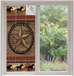 Window Privacy Film Frosted, Texas Star Rustic Non-Adhesive Static Cling Window Tint, Farmhouse Western Horse Wood Grain Insulated Windows Frosted Films for Living Room, 35.4 x 78.7 Inches by Unknown