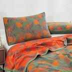 100% Cotton Muslin Blanket Jacquard Ginkgo Leaf Floral Quilt, Soft Bed Cover 3 Layers Lightweight Breathable Gauzy Reversible Bedspread Coverlet Bedding Twin(59"x94"), No Pillow Sham - Image 3