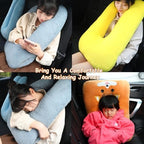 Kids Travel Pillow for Car Seat with Hand Muff, Cartoon Neck & Headrest Seat Belt Pillow for Car Road Trips Long-Distance Travel Sleeping Pillow for Adults and Children, Pink - Image 6