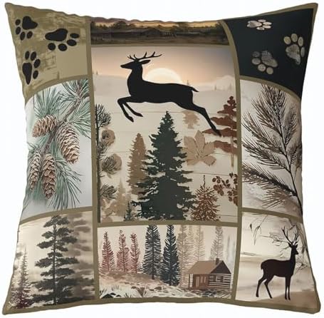 Feelyou Bear Deer Throw Pillow Covers Soft 16" x 16" - Image 3
