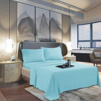 Mocassi Twin XL Sheet Set - Luxury Hotel 1800 Premier Bedding Sheets & Pillowcases - Ultra Soft Breathable & Cooling Bed Sheets - Deep Pocket - Wrinkle Resistant - 4 Piece Set - Twin XL, Aqua - Image 3