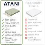ATANI Turkish Beach Towel, Converts to a Bag, Oversized 100% Cotton Bath Towels Lightweight Quick-Dry Beach Blanket for Travel, Picnic, Camping, Yoga and Pool (Green + Bag, 35 inc x 69 inc) - Image 3