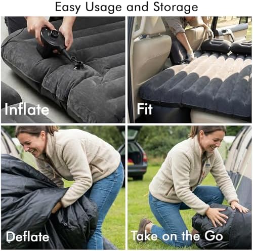 ZONETECH Inflatable Car Mattress Back Seat Car Bed with Air Pump and 2 Pillows SUV Air Mattress for Camping, Travel Premium Quality Sleep Blow Up Pad Automotive Rear Seat Universal Fit - Image 4