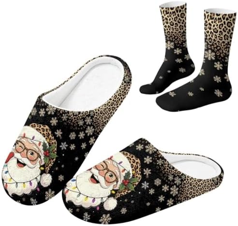 House Slipper and Socks Set for Women Warm Comfy Fuzzy Slipper with Crew Socks Plush Fuzzy Slippers for Indoor by Baxinh