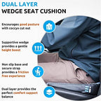 Memory Foam Car Seat Cushion for Driving - Ergonomic Wedge Cushion for Back Pain, Sciatica Relief - Non-Slip Truck Seat Pad for Long Sitting - Office Chair Support 17.5 x 15 x 3.5 (Pack of 2) - Image 5