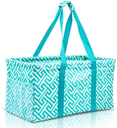 Extra Large Utility Tote Bag - Oversized Collapsible Beach Bag - Geo Teal by Lucazzi